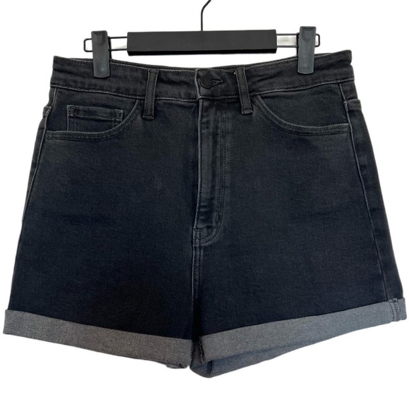 KanCan Signature High Waisted Mom Cuffed Shorts in Erin Washed Black Denim Sz 27 - Picture 3 of 7
